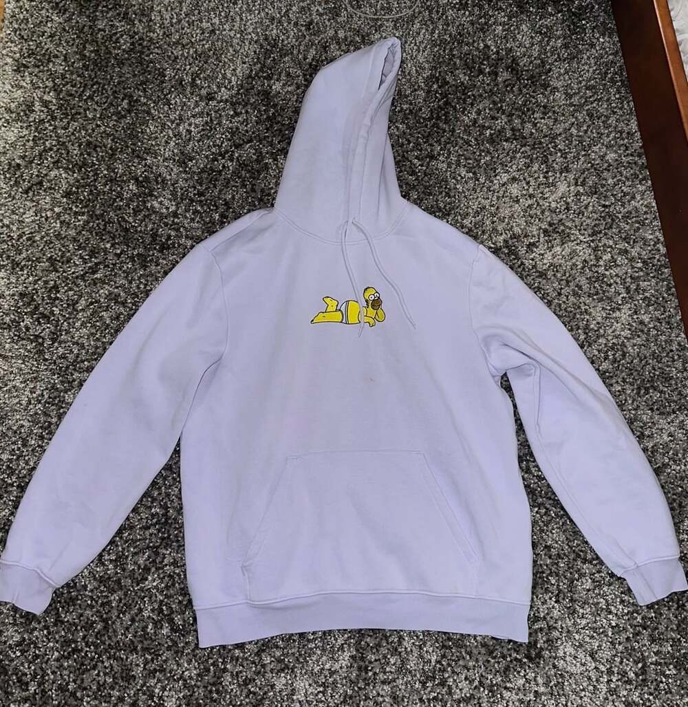 H&M The Simpsons Homer Simpson Graphic Pullover Hoodie Lavender Purple Size Larg